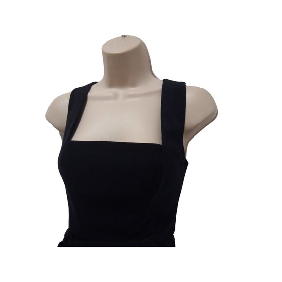 Black Halo Womens Dress 2 Navy Blue Sheath Career Twist Belt Square Neck Pockets - Picture 2 of 7